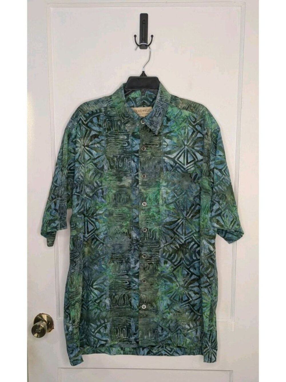 Johari West Batik Shirt Mens Sz XLT Short Sleeve 100% Cotton Tropical